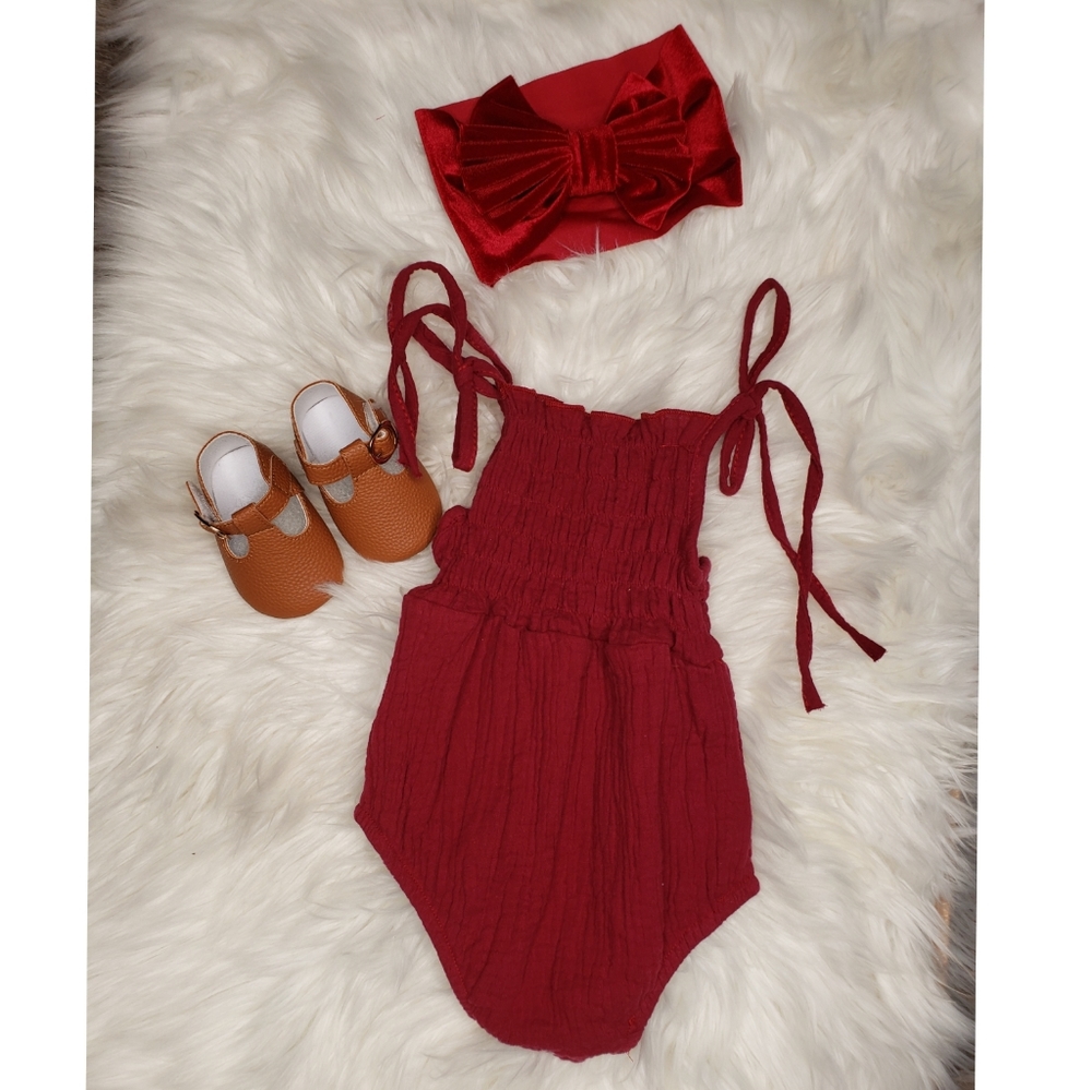 Baby shoes,Romper and Big Velvet Bow